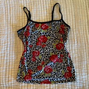 y2k style Cheetah rose camisole tank top